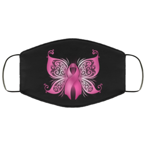 Breast Cancer Awareness Pink Ribbon Butterfly Face Mask