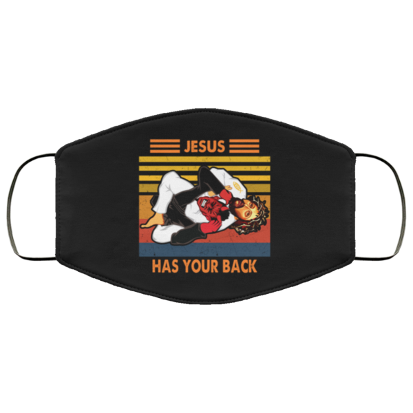 Jiu Jitsu Face Mask  Jesus Has Your Back Face Mask  Funny Jesus Face Mask