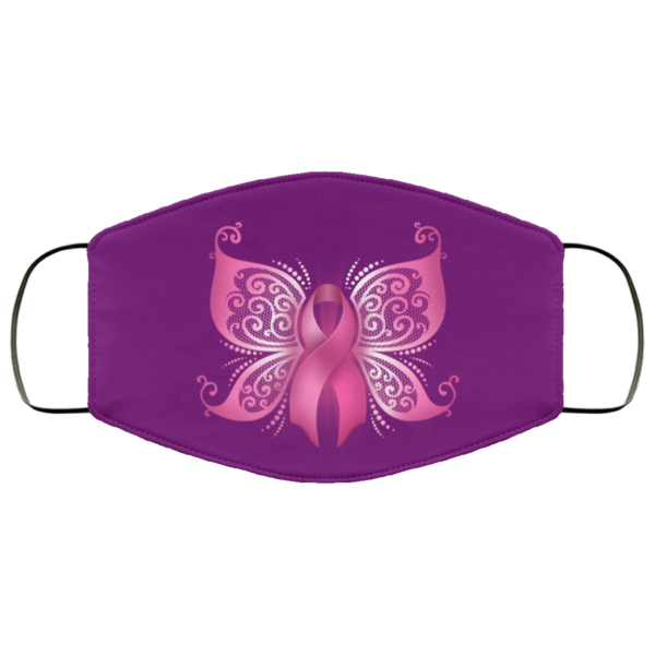 Breast Cancer Awareness Pink Ribbon Butterfly Face Mask