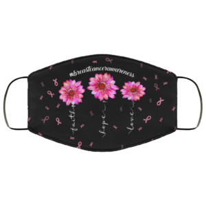 Pink Ribbon Faith Hope Love Breast Cancer Awareness Face Mask