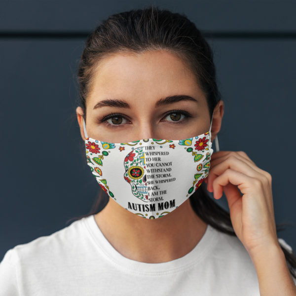 They Whispered To Her Autism Mom Floral Skull Light Face Mask