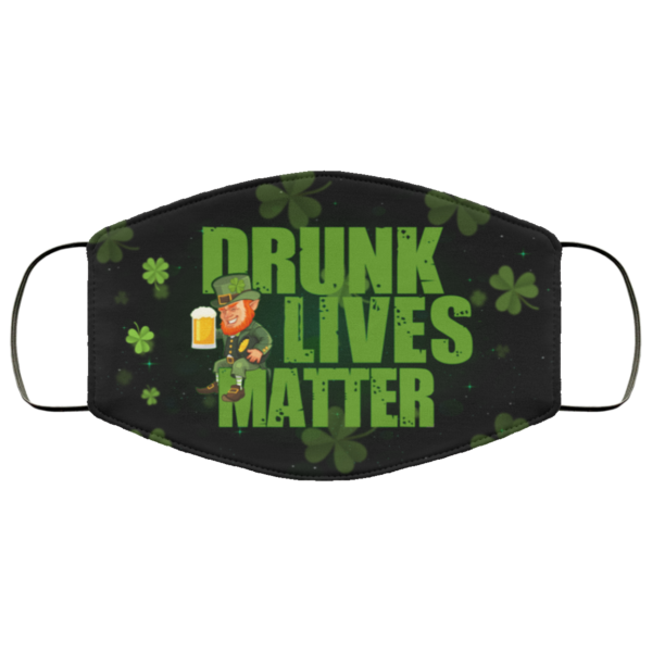 Drunk Lives Matter Funny Leprechaun Drinking Beer Face Mask
