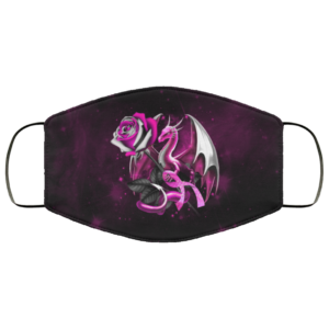 Breast Cancer Dragon and Roses Face Mask