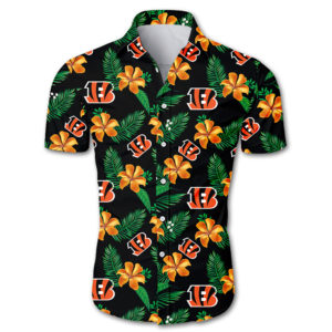 Cincinnati bengals tropical flower Hawaiian Beach Shirt