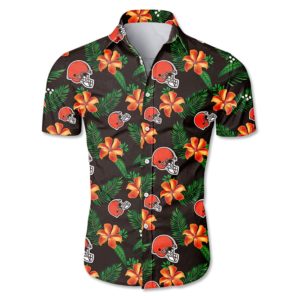 Cleveland browns tropical flower Hawaiian Beach Shirt