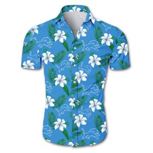 Detroit lions tropical flower Hawaiian Beach Shirt