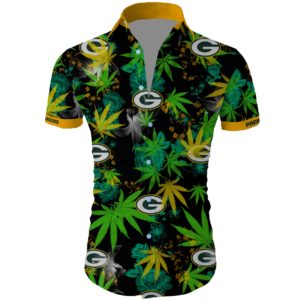 Green bay packers cannabis Summer Short Sleeve Hawaiian Beach Shirt