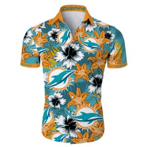 Miami dolphins tropical flower Hawaiian Beach Shirt