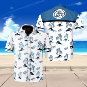 Miller lite beer floral hawaiian shirt 1