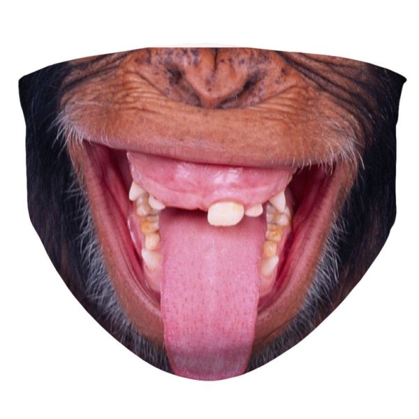 Goofy Chimp Smiling Face Mask Monkey Ape Face Mask