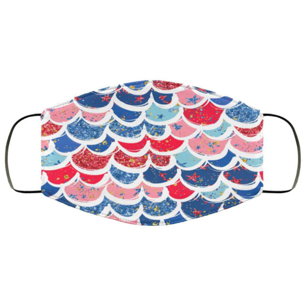 Mermaid Scales July 4th American Flag Face Mask Mask