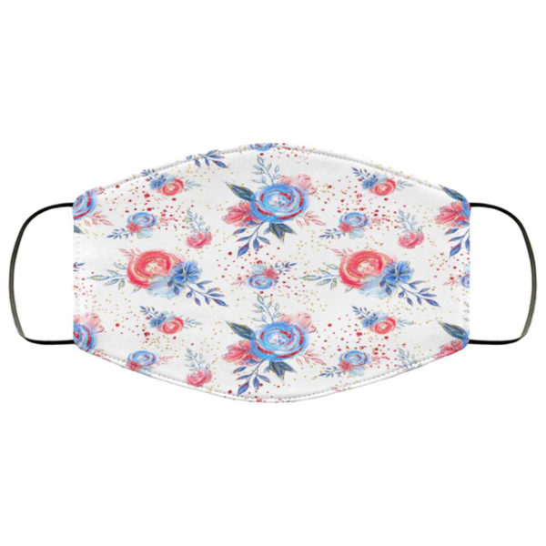 Floral July 4th American Flag Patriotic Face Mask