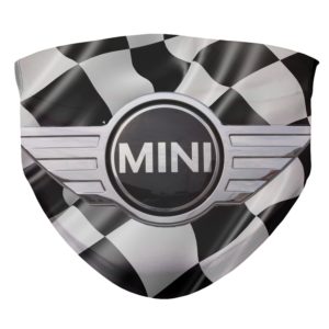 Mini Cooper Mask Checkerboard Background Race Car Face Mask