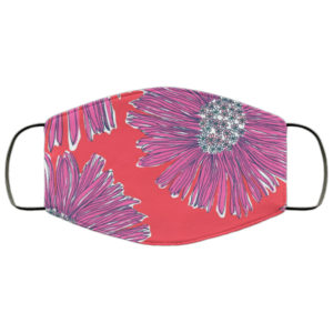 Red and Pink Daisy Lilly Print Face Mask