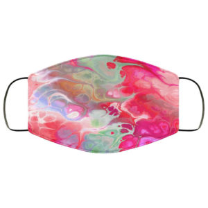 Fluid Paint Swirls Colorful Rainbow Pattern Pink Marble Face Mask