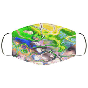 Fluid Paint Swirls Colorful Rainbow Pattern Green Marble Face Mask
