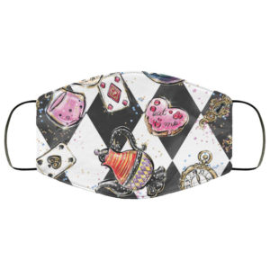 Alice in Wonderland Face Mask – Hearts Drink Me Eat Me Checkered Watch Late Mask
