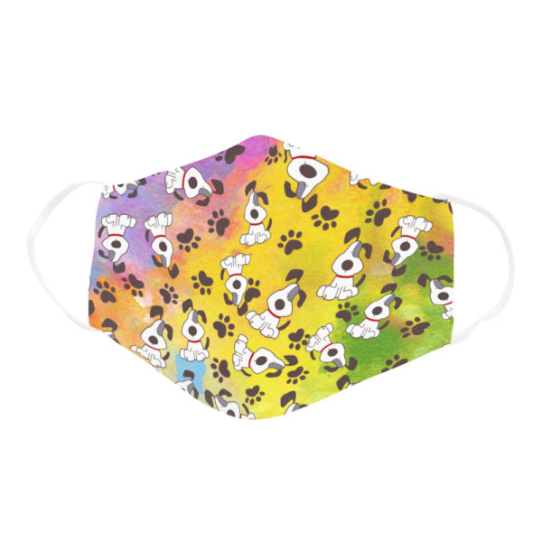 Cute Playful Puppy Cartoon Paw Prints Dog Lover Gift Face Mask