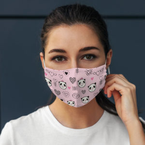 Funny Cute Pink Panda Bear With Love Heart Gift Face Mask