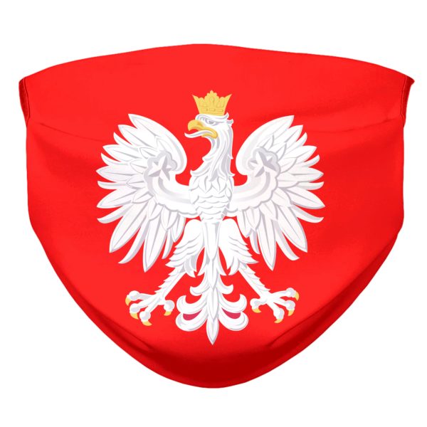 Polish Coat of Arms Herb_Polski Crest insignia Eagle Face Mask Red Field White Polish Eagle