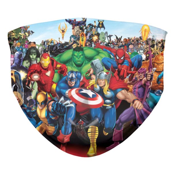 Marvel Comics Superhero Group Shot Face Mask