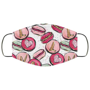 LOVE Macaroons Hearts Pink Red Valentines Day Face Mask
