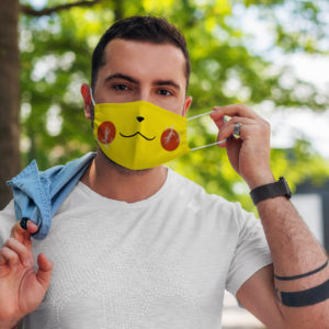 Cute Happy Yellow Electric Anime Character Gamer Nerd Geek Face Mask