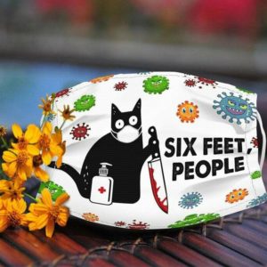 Black Cat Six Feet People Face Mask