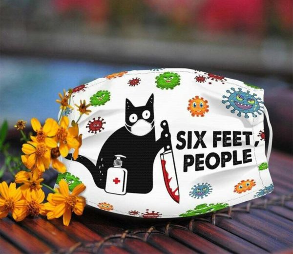 Black Cat Six Feet People Face Mask