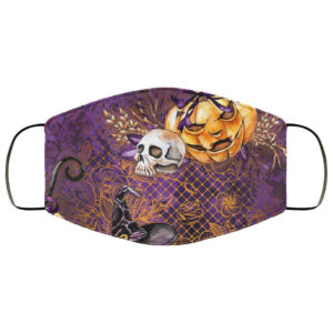 Halloween Queen Face Mask – Pumpkin Black Cat Mask FAUX Lace Purple Orange Trick or Treat Teacher