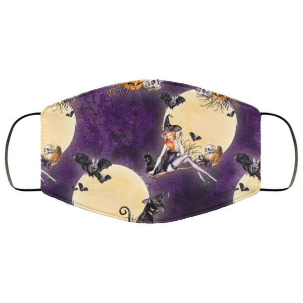 Sexy Witch Black Cat Full Moon Trick or Treat Halloween Face Mask