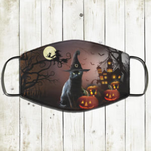 Witch Black Cat Halloween Face Mask