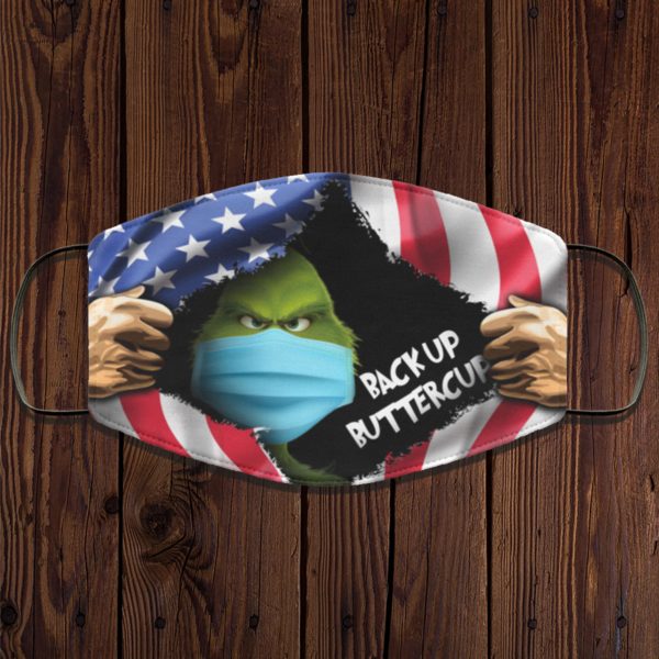 Grinch Inside American Flag Backup Buttercup Face Mask