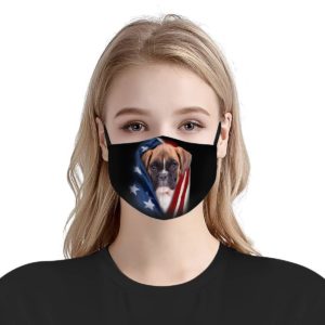 Boxer with american flag face mask