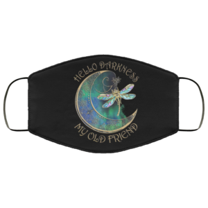 Hello Darkness My Old Friend Moon Dragonfly Hippie Face Mask