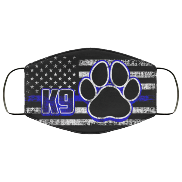 Thin Blue Line K9 Police Dog Paws Back The Blue Face Mask