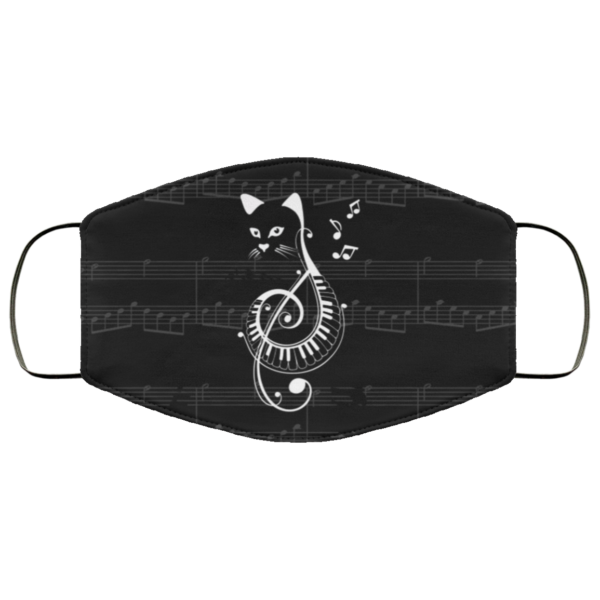 Cat Treble Clef G Clef Note Funny Cat Music Face Mask