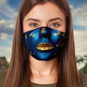 Fashion Blue And Gold Cool Halloween Face Mask