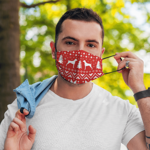 German Shorthaired Pointer Ugly Christmas Sweater Pattern Face Mask