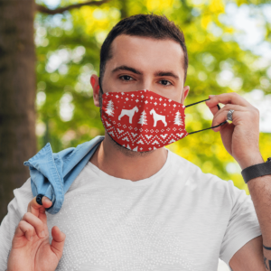 Giant Schnauzer Ugly Christmas Sweater Pattern Face Mask