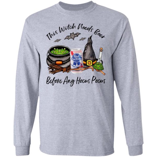 Pabst Blue Ribbon Can This Witch Needs Beer Before Any Hocus Pocus Halloween T-Shirt
