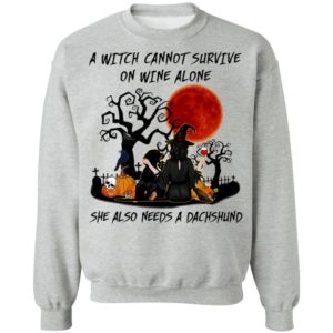 A Witch Cannot Survive On Wine Alone She Also Needs A Shih Tzu Halloween T-Shirt