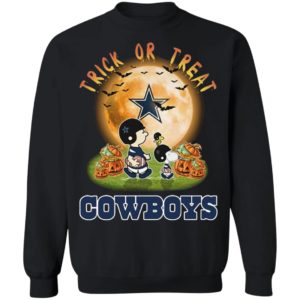 Dallas Cowboys Peanuts Snoopy trick or treat pumpkin moon Halloween shirt