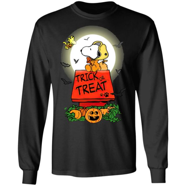 Halloween Trick Or Treat Pumbkin Woodstock And Snoopy T-Shirt