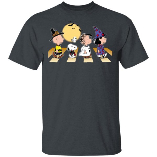 Halloween Charlie Snoopy Linus Lucy Abbey Road Walk T-Shirt