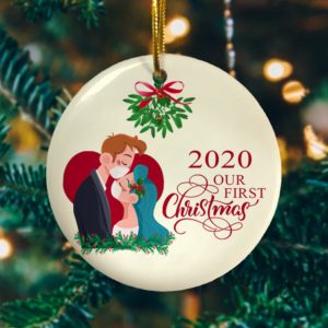 Bride and Groom Our First Christmas 2020 Decorative Christmas Ornament – Funny Holiday Gift