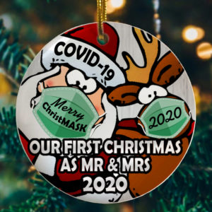 Our First Christmas As Mr And Mrs Christmas Ornament – Santa Reindeer Decorative Christmas Ornament – Funny Holiday Gift