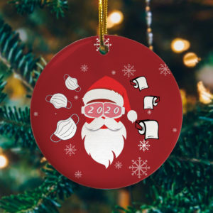 Santa Wearing Mask 2020 Funny Christmas Tree Flat Holiday Keepsake Christmas Ornament