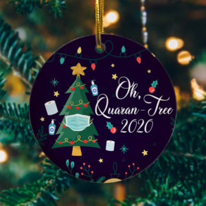 Oh Quaran-Tree 2020 Funny Christmas Tree Wearing A Mask Keepsake Christmas Ornament