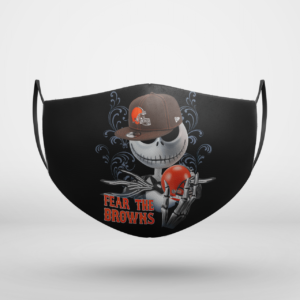 Fear The Cleveland Browns Jack Skellington NFL Halloween Face Mask